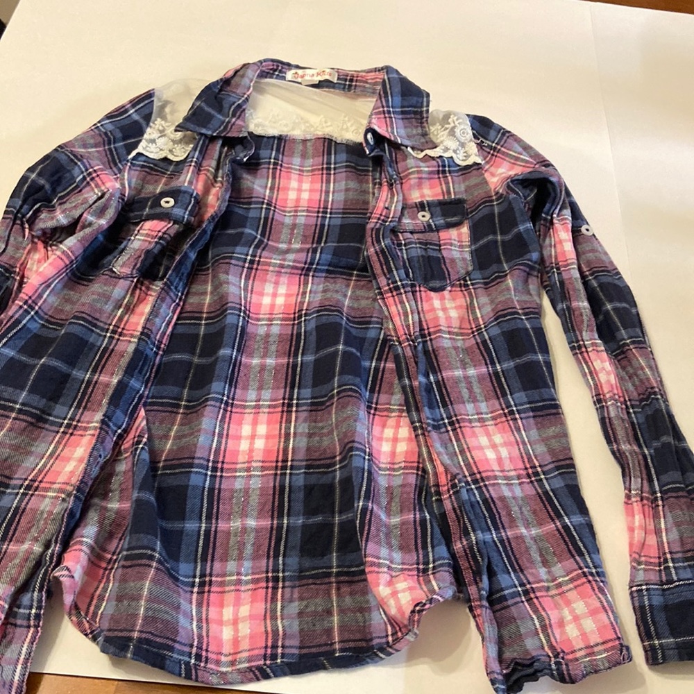 Brand:japna kids.   Size:12.    Color: denim jacket blue pink white